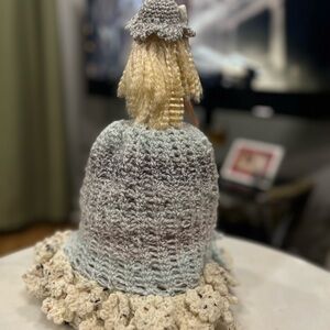 Handcrafted Gray and Cream Crochet Doll